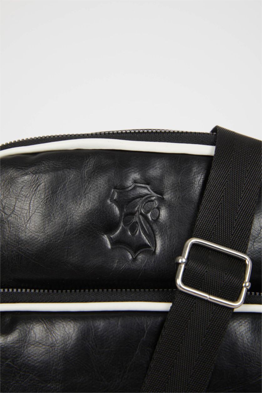 Erkek Siyah Erkek Zeytin Derisi Vegan Çapraz Çanta