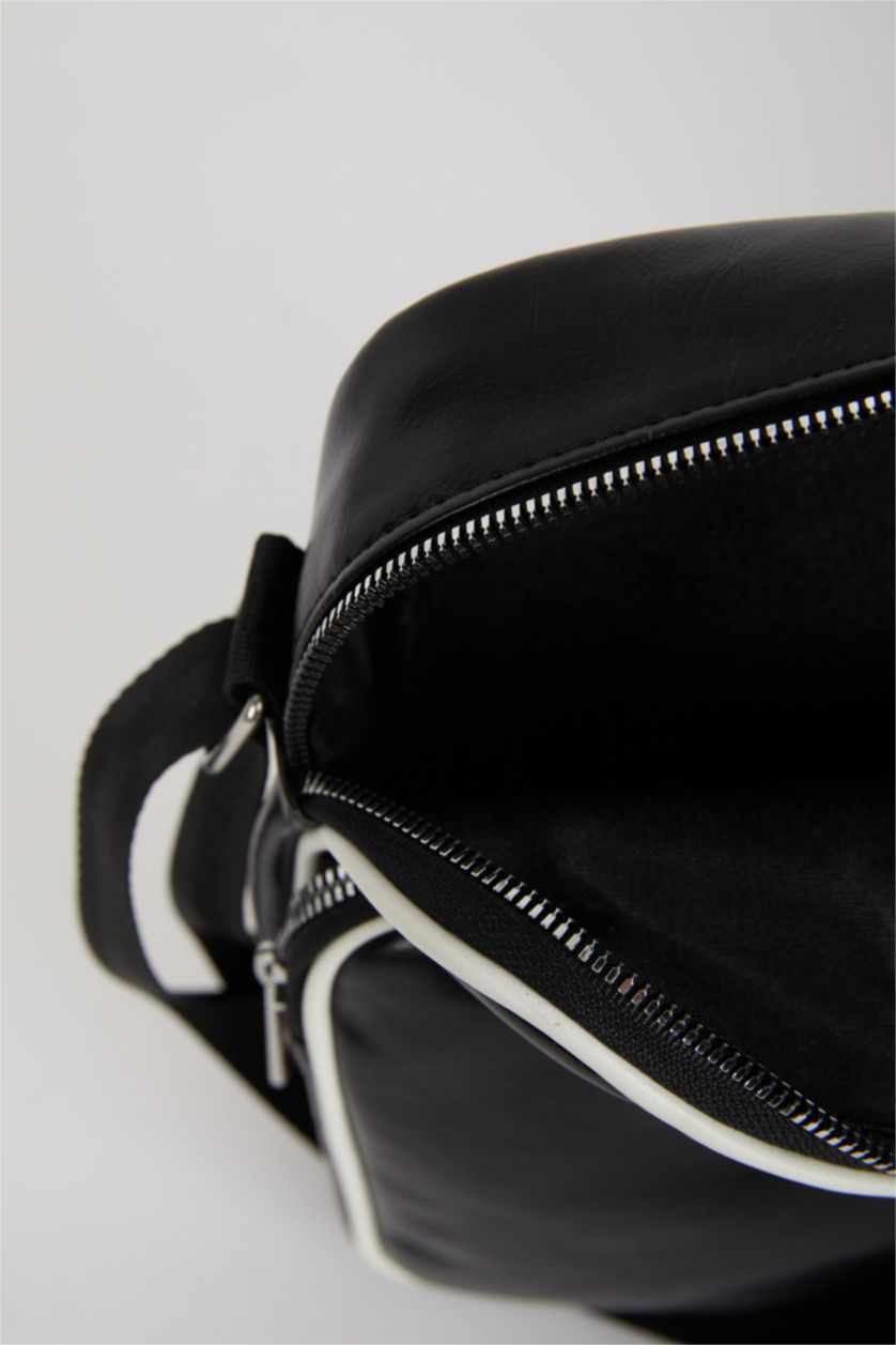 Erkek Siyah Erkek Zeytin Derisi Vegan Çapraz Çanta