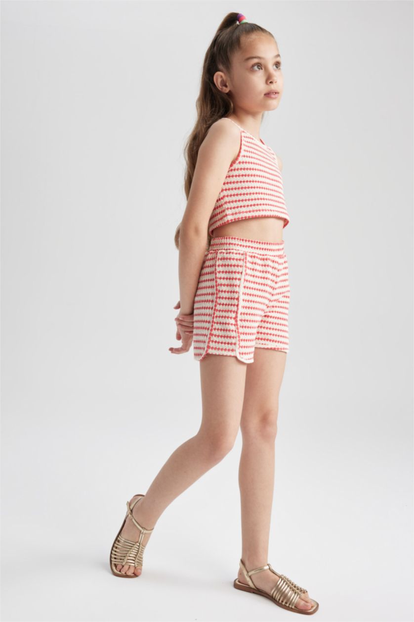 GIRLS & TEENS Ecru Girls Striped Athlete Shorts 2-Pack Set