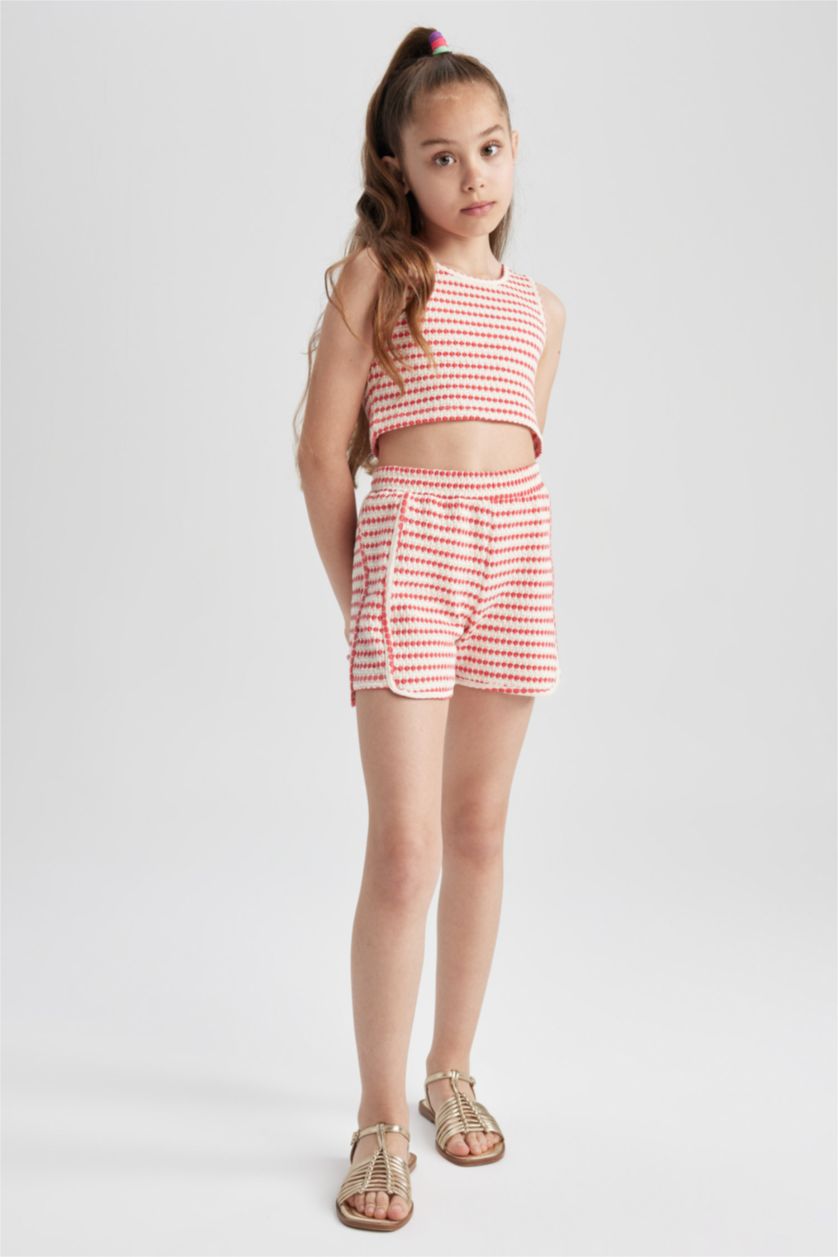 GIRLS & TEENS Ecru Girls Striped Athlete Shorts 2-Pack Set