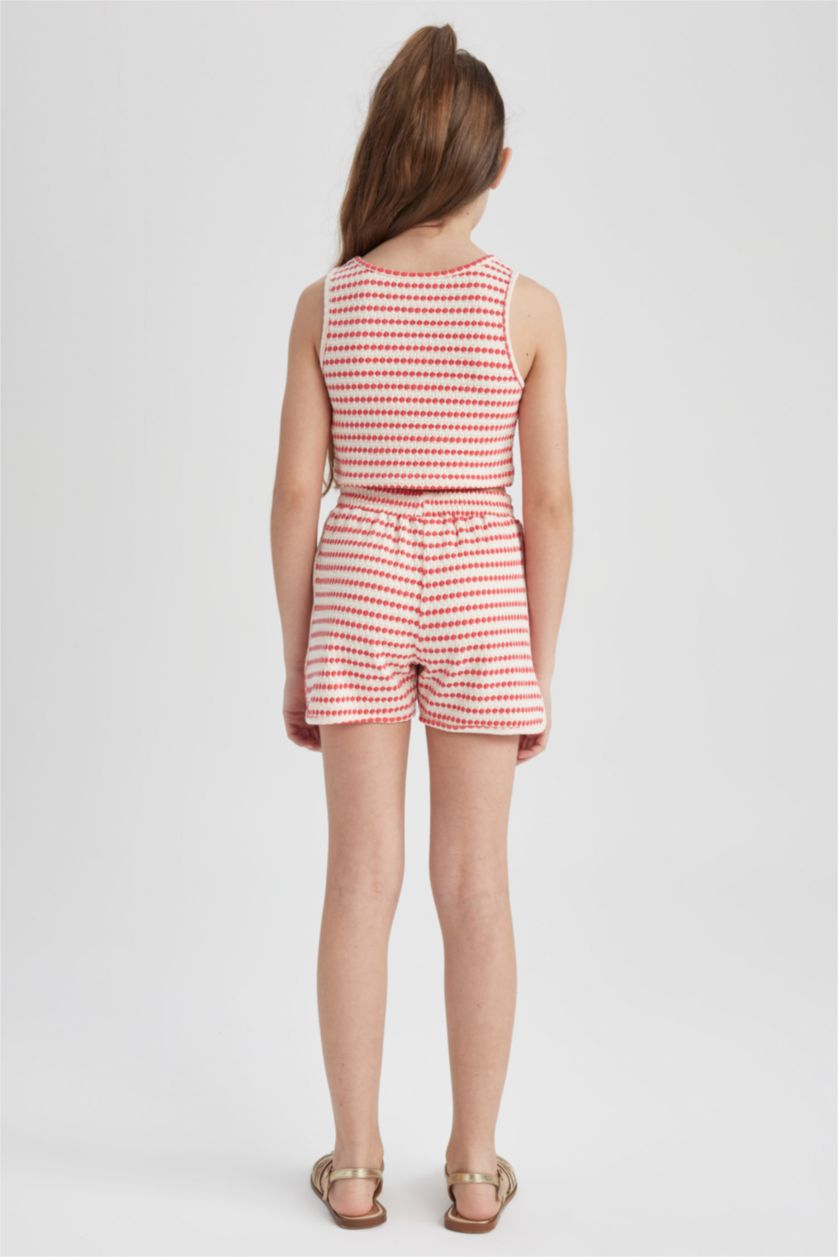 GIRLS & TEENS Ecru Girls Striped Athlete Shorts 2-Pack Set