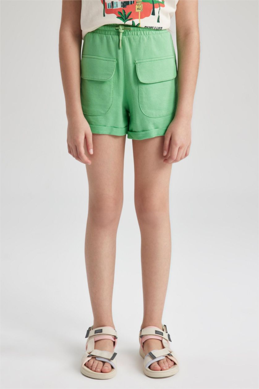 FILLES Vert Clair Short Tissu Sweat Fin