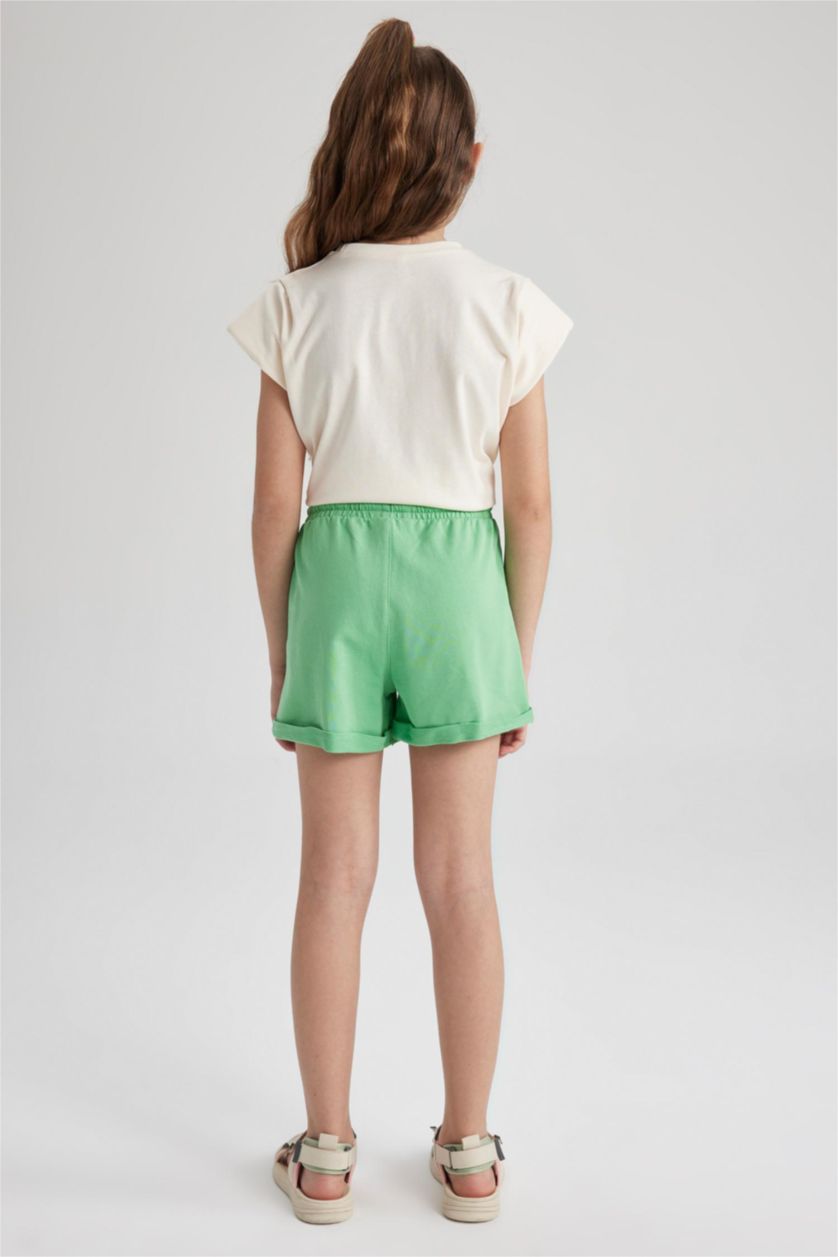 FILLES Vert Clair Short Tissu Sweat Fin