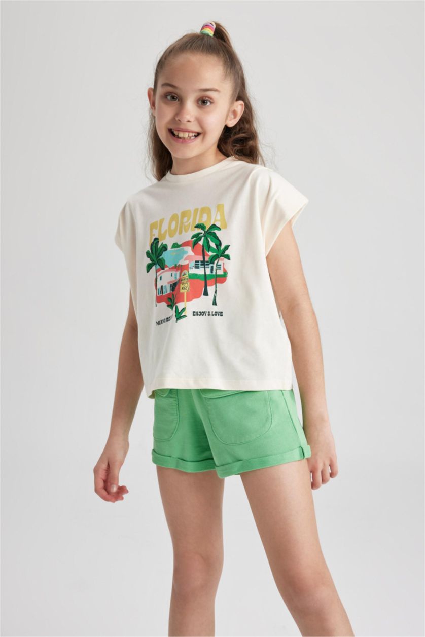 GIRLS & TEENS Ecru Regular Fit Short Sleeve T-Shirt
