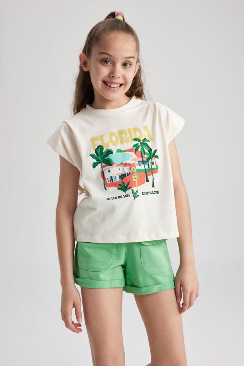 GIRLS & TEENS Ecru Regular Fit Short Sleeve T-Shirt