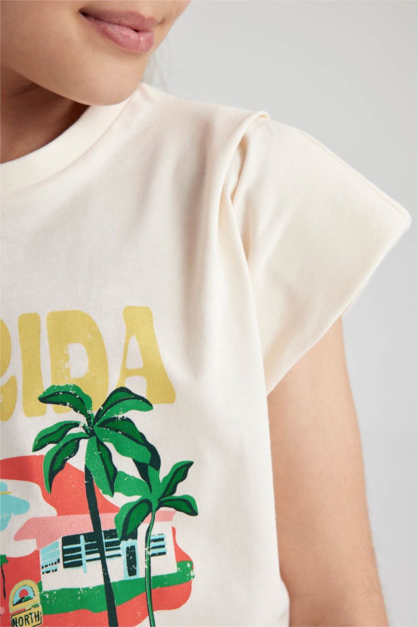 GIRLS & TEENS Ecru Regular Fit Short Sleeve T-Shirt