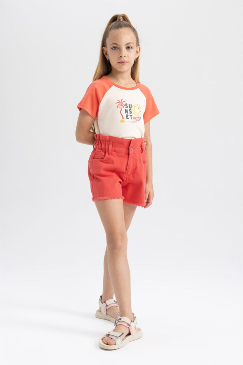 FILLES Rouge Clair Short Coton