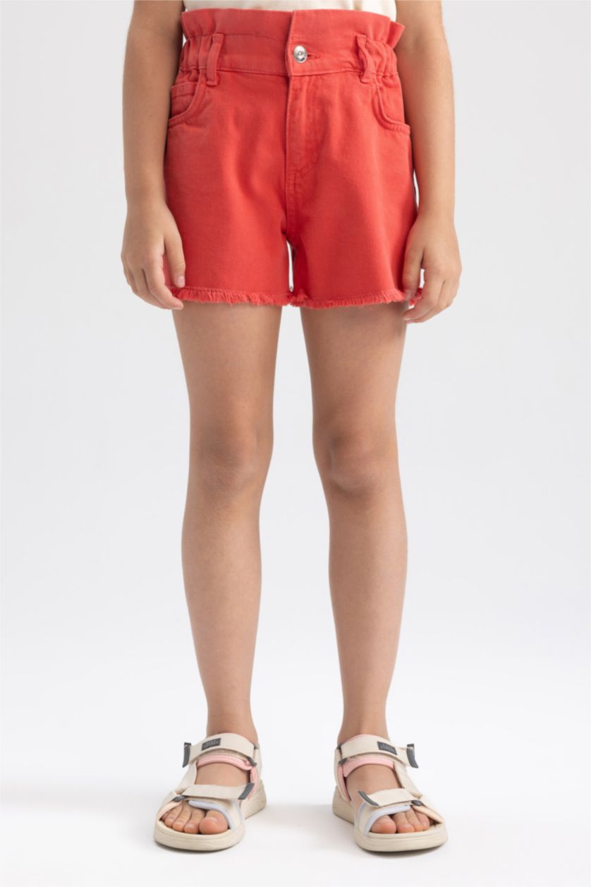 FILLES Rouge Clair Short Coton
