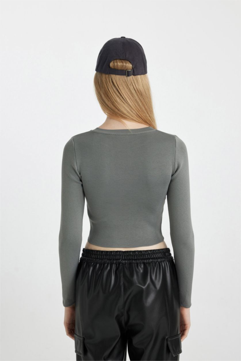 Женщины Светло-серый Свитер приталенного кроя с круглым вырезом, Coool