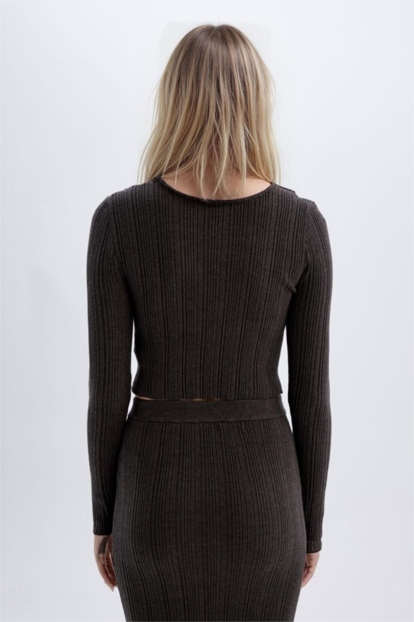 WOMAN Anthracite Slim Fit Crew Neck Knitted Pullover