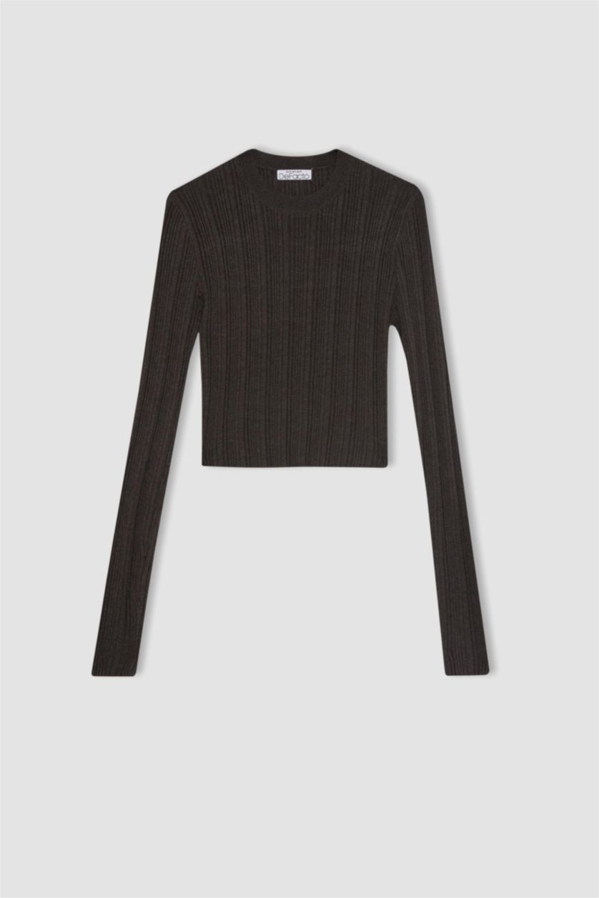 WOMAN Anthracite Slim Fit Crew Neck Knitted Pullover