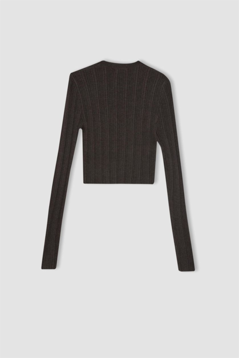 WOMAN Anthracite Slim Fit Crew Neck Knitted Pullover