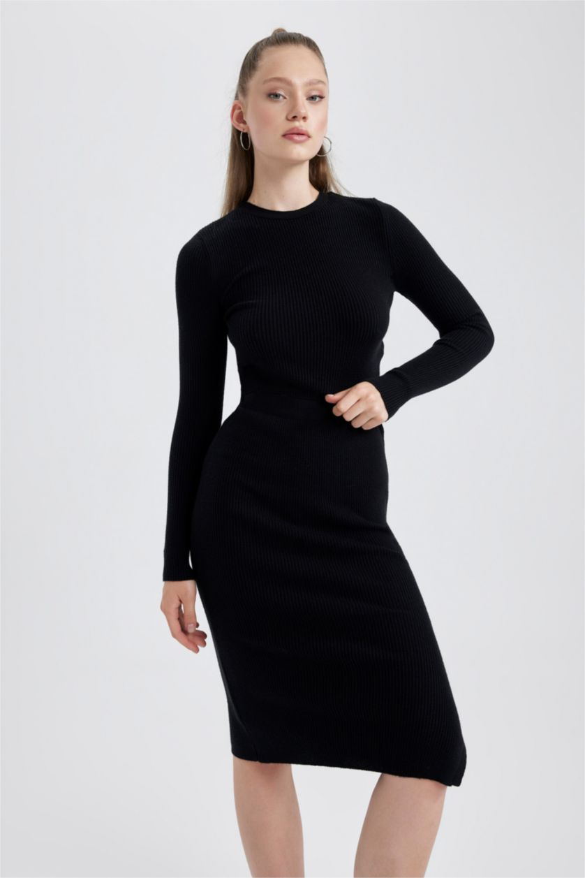 FEMME Noir Jupe en tricot Coupe Slim