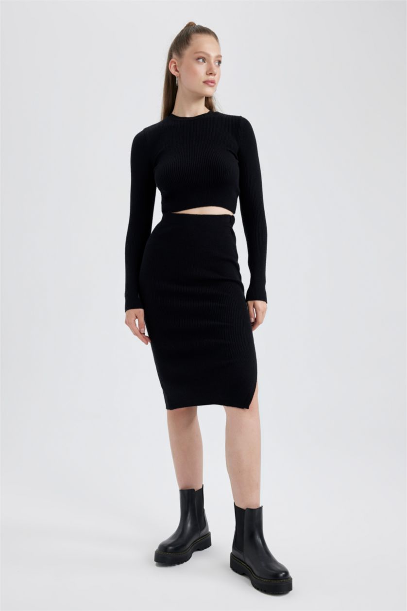 FEMME Noir Jupe en tricot Coupe Slim