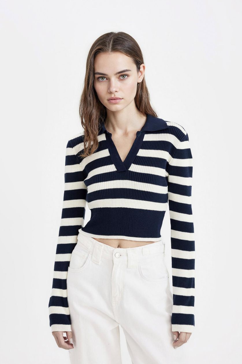 FEMME Marin Pull-Over Tricot Col Polo