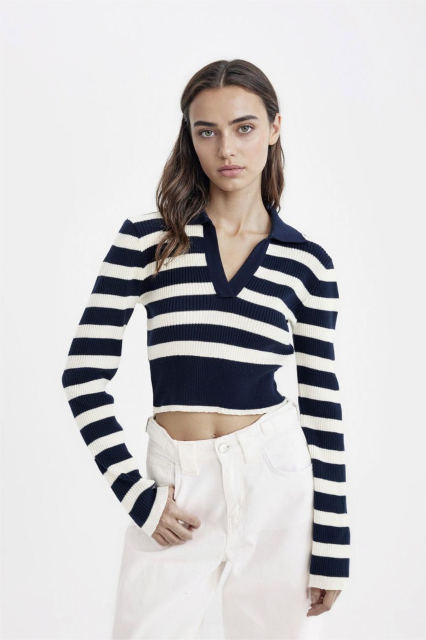 FEMME Marin Pull-Over Tricot Col Polo