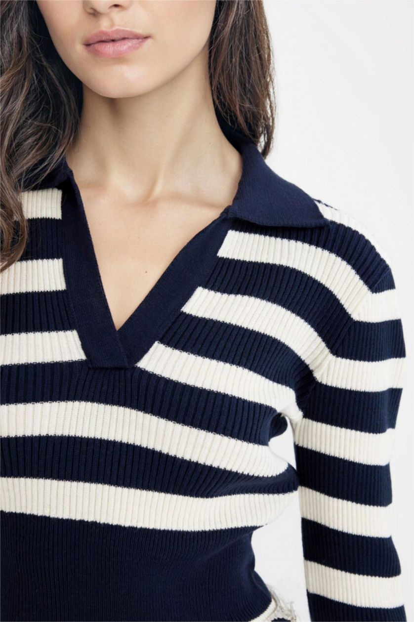 FEMME Marin Pull-Over Tricot Col Polo