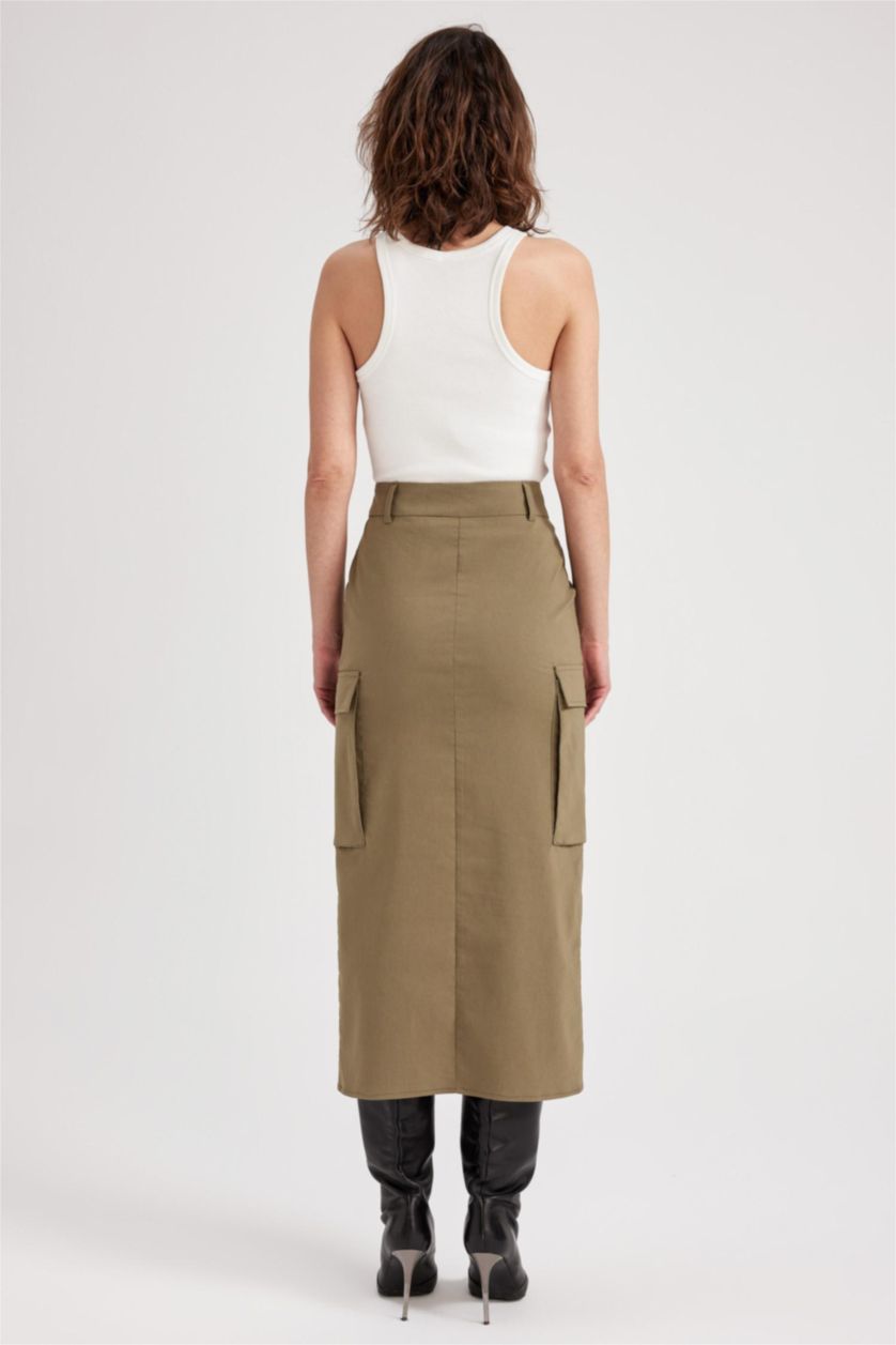 FEMME Kaki Pencil Skirt Midi