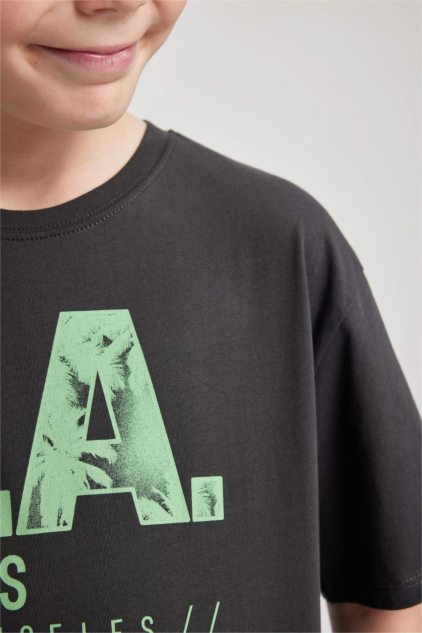 BOYS & TEENS Anthracite تيشيرت نص كم اوفر سايز