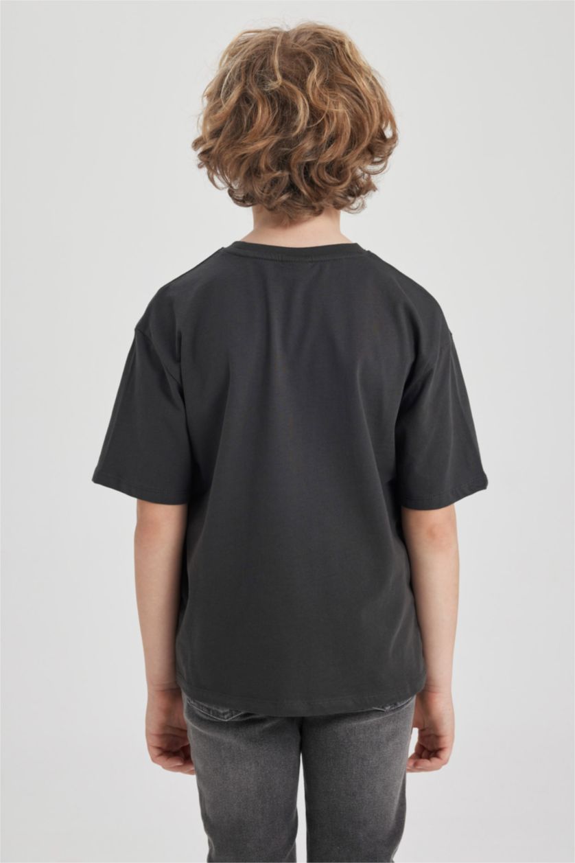 BOYS & TEENS Anthracite تيشيرت نص كم اوفر سايز