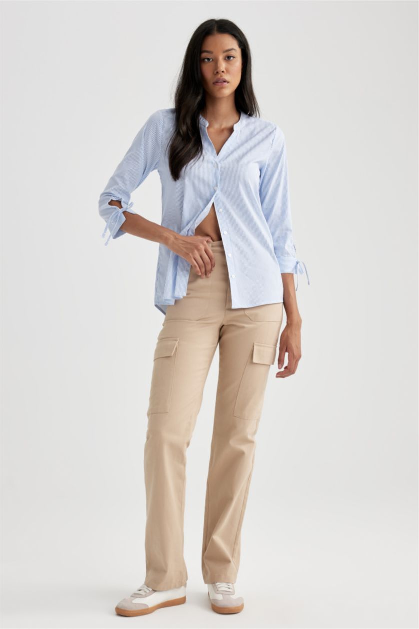 FEMME Beige Pantalon La Gabardıne Coupe Cargo Ourlet régulier