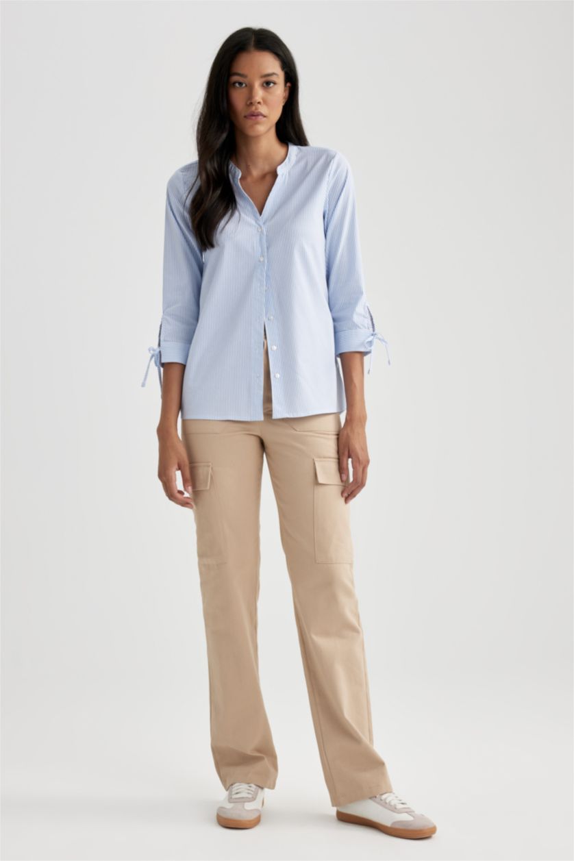 FEMME Beige Pantalon La Gabardıne Coupe Cargo Ourlet régulier