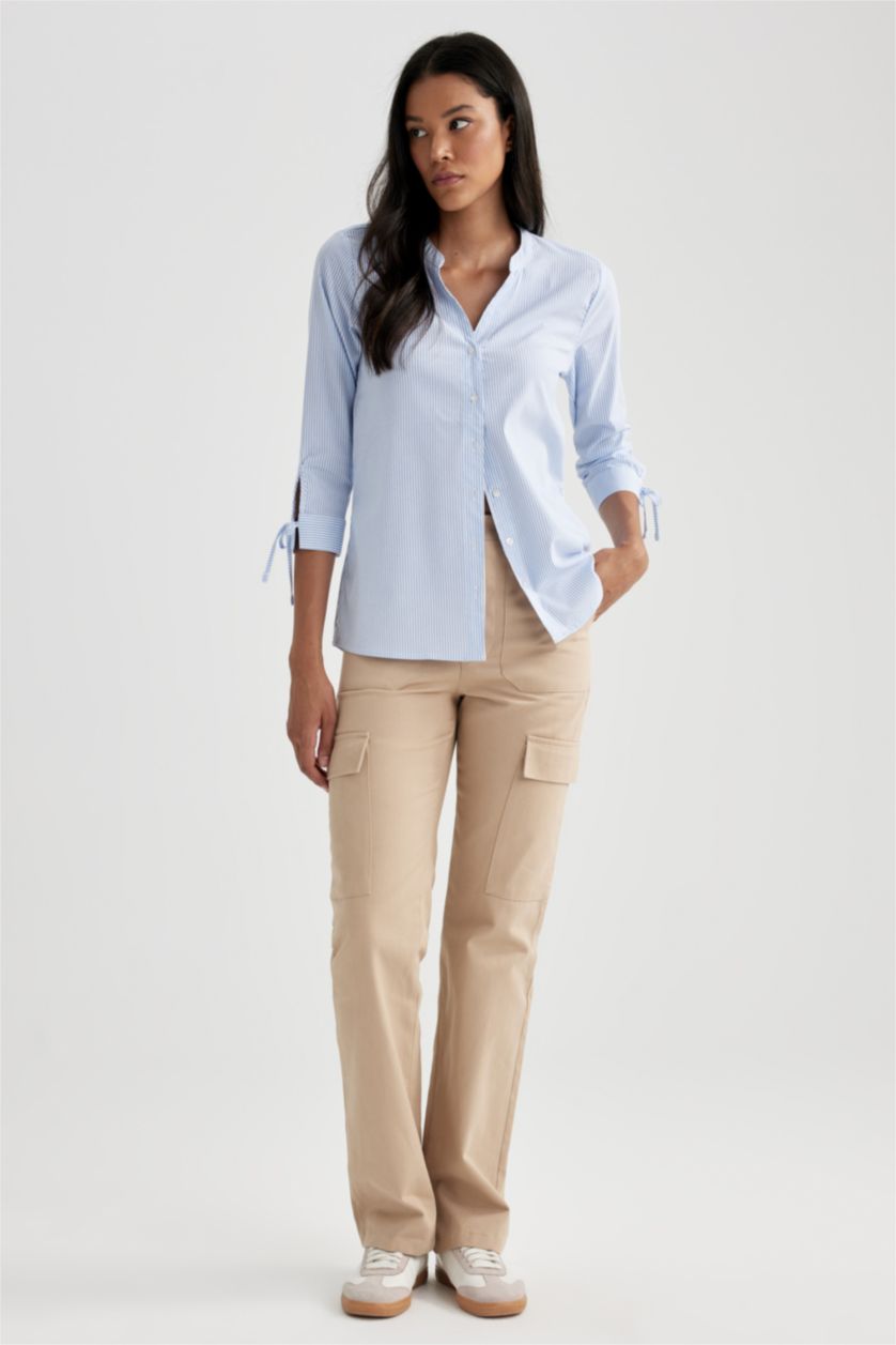 FEMME Beige Pantalon La Gabardıne Coupe Cargo Ourlet régulier