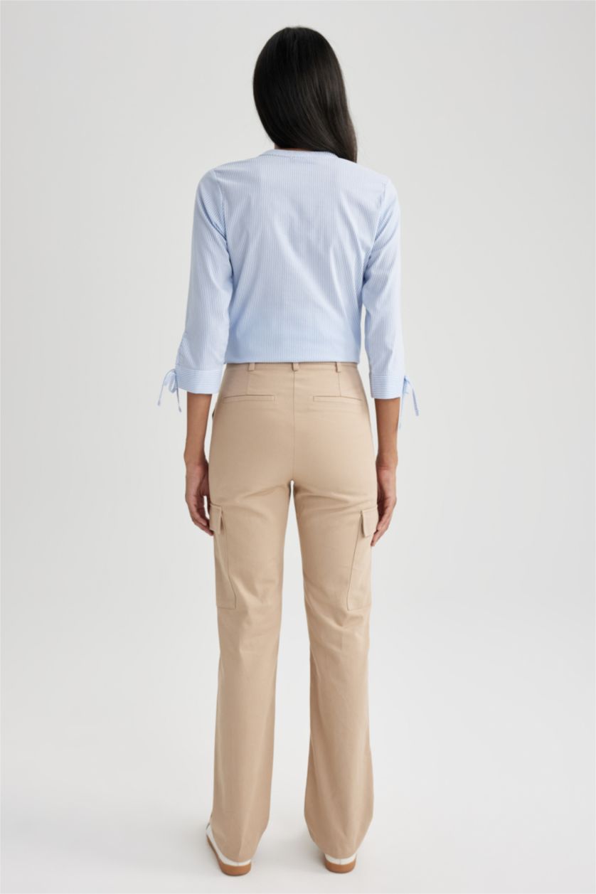 FEMME Beige Pantalon La Gabardıne Coupe Cargo Ourlet régulier