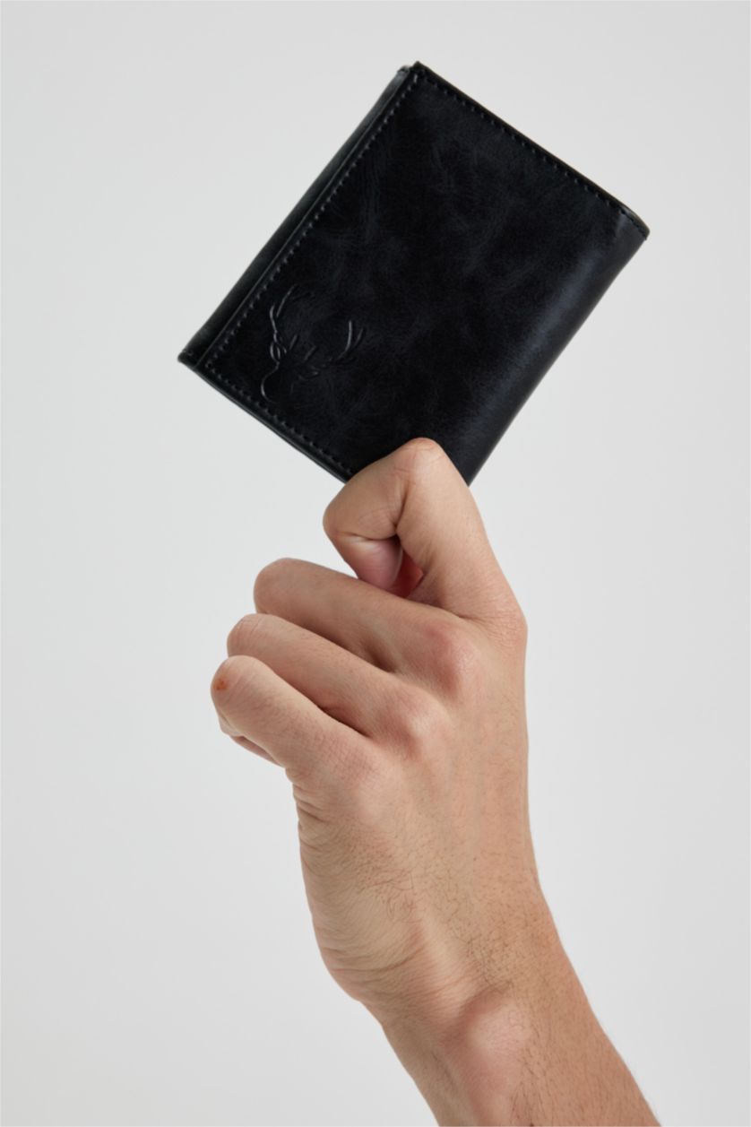 Man Black Men Faux Leather Wallet