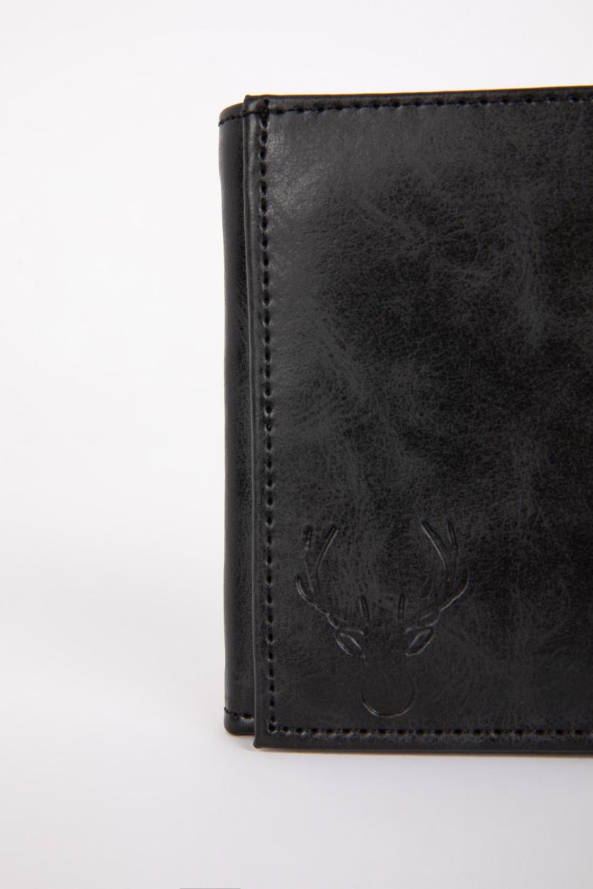 Man Black Men Faux Leather Wallet