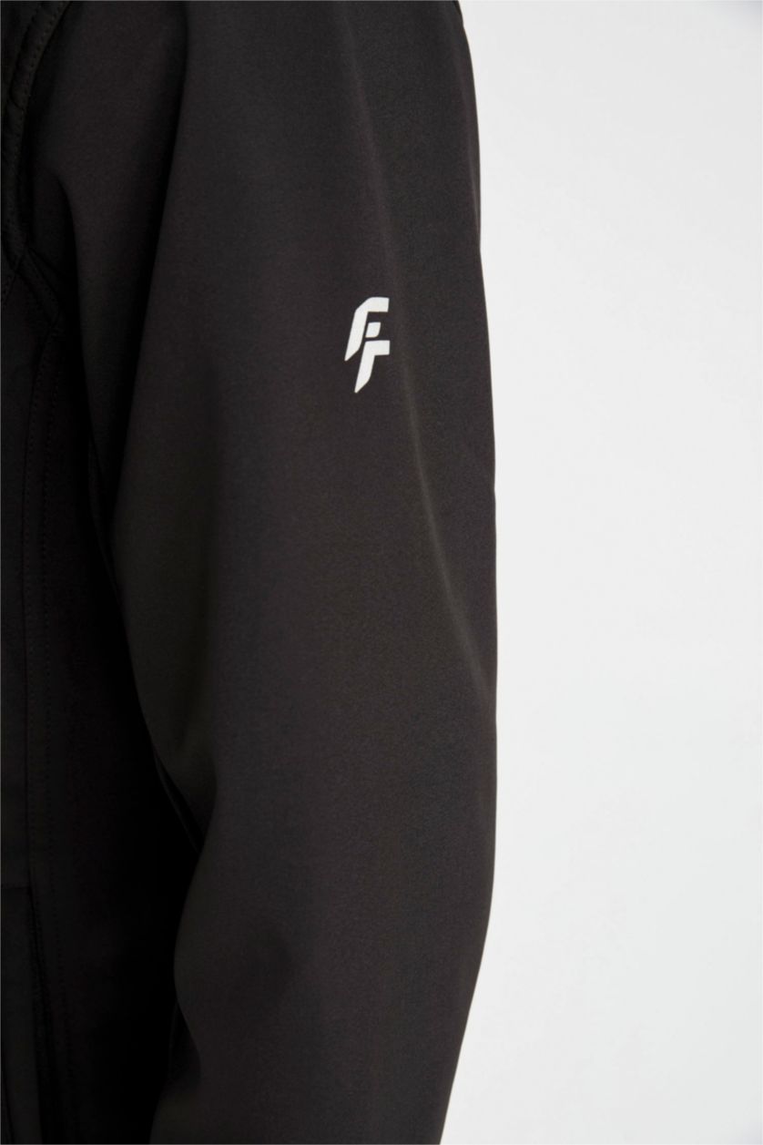 Men Black Water Repellent Zipper Puffer Jacket