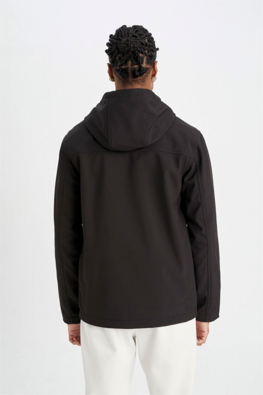 Men Black Water Repellent Zipper Puffer Jacket