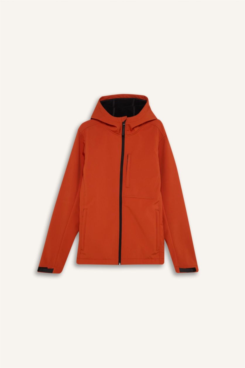 Erkek Turuncu Su İtici Fermuarlı Mont