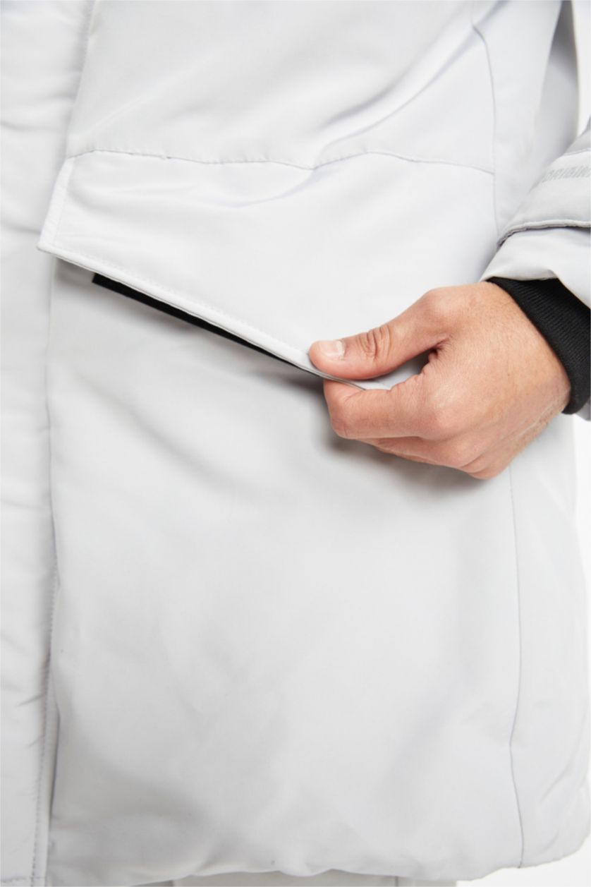 Man Light Grey DeFactoFit Water Repellent Regular Fit Long Puffer Jacket