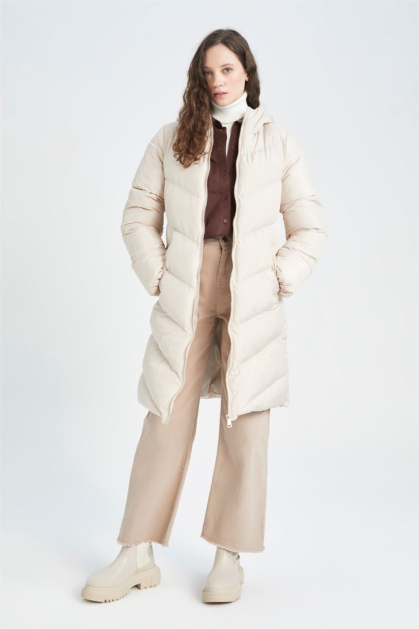 Kadın Kum Isı Yalıtımlı Su Geçirmez Kapüşonlu Kalın Parka Mont