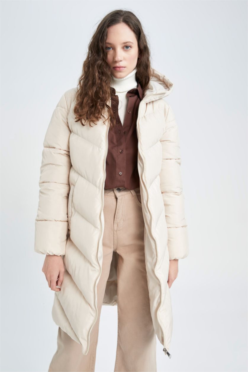 Kadın Kum Isı Yalıtımlı Su Geçirmez Kapüşonlu Kalın Parka Mont