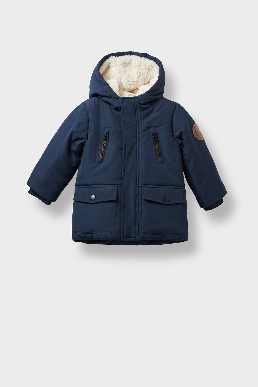 Baby Boy NAVY Baby Boy Waterproof Hooded Plush Lined Jacket