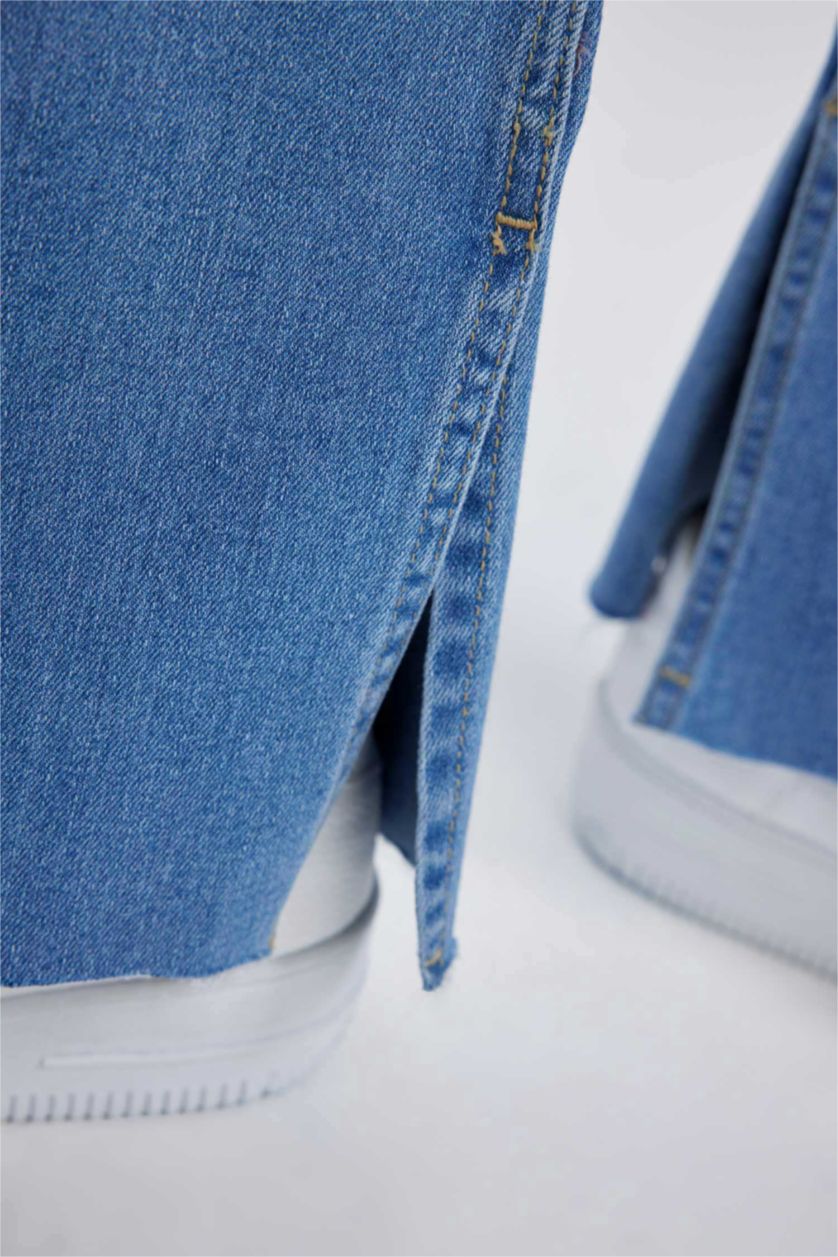 نساء أزرق فاتح بنطلون شارلستون جينز بخصر عالي