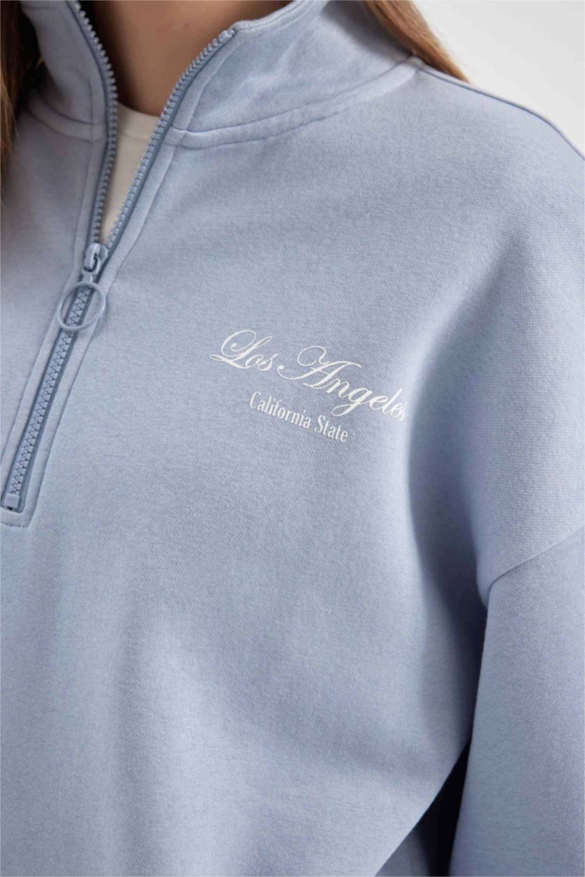 FEMME BLEU Clair Tissu Sweat Épais Coupe Oversize