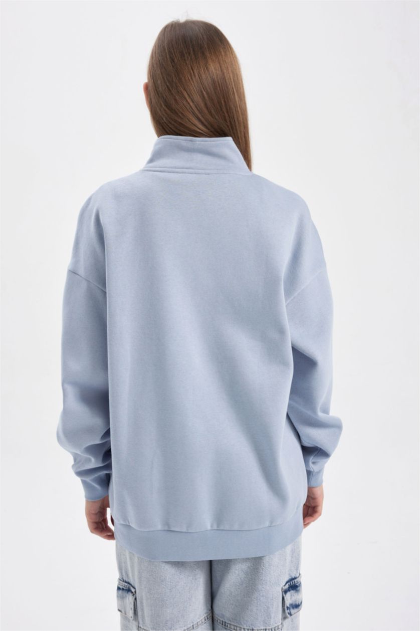 FEMME BLEU Clair Tissu Sweat Épais Coupe Oversize