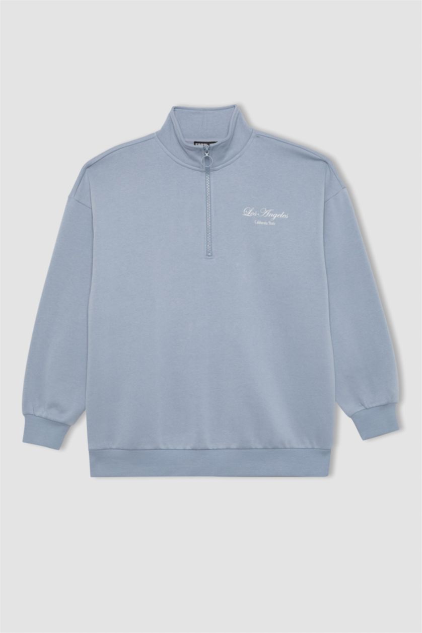 FEMME BLEU Clair Tissu Sweat Épais Coupe Oversize