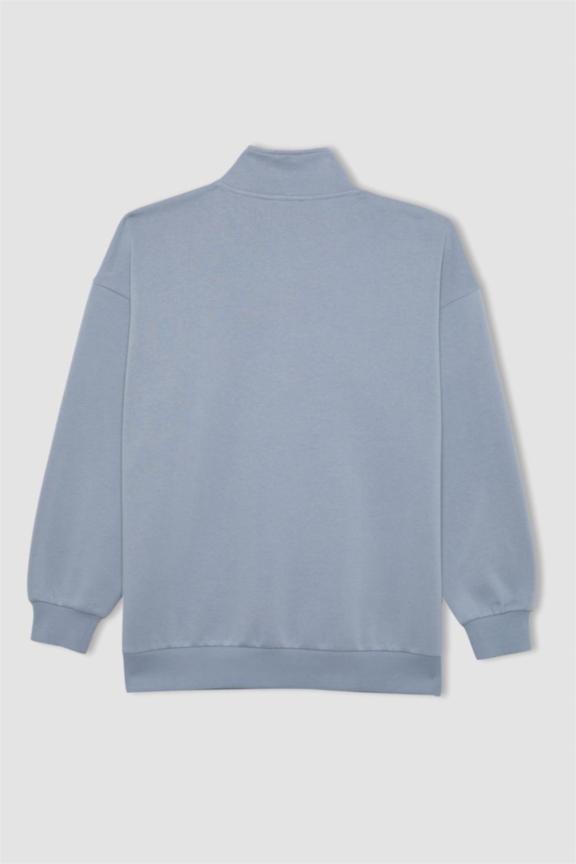 FEMME BLEU Clair Tissu Sweat Épais Coupe Oversize