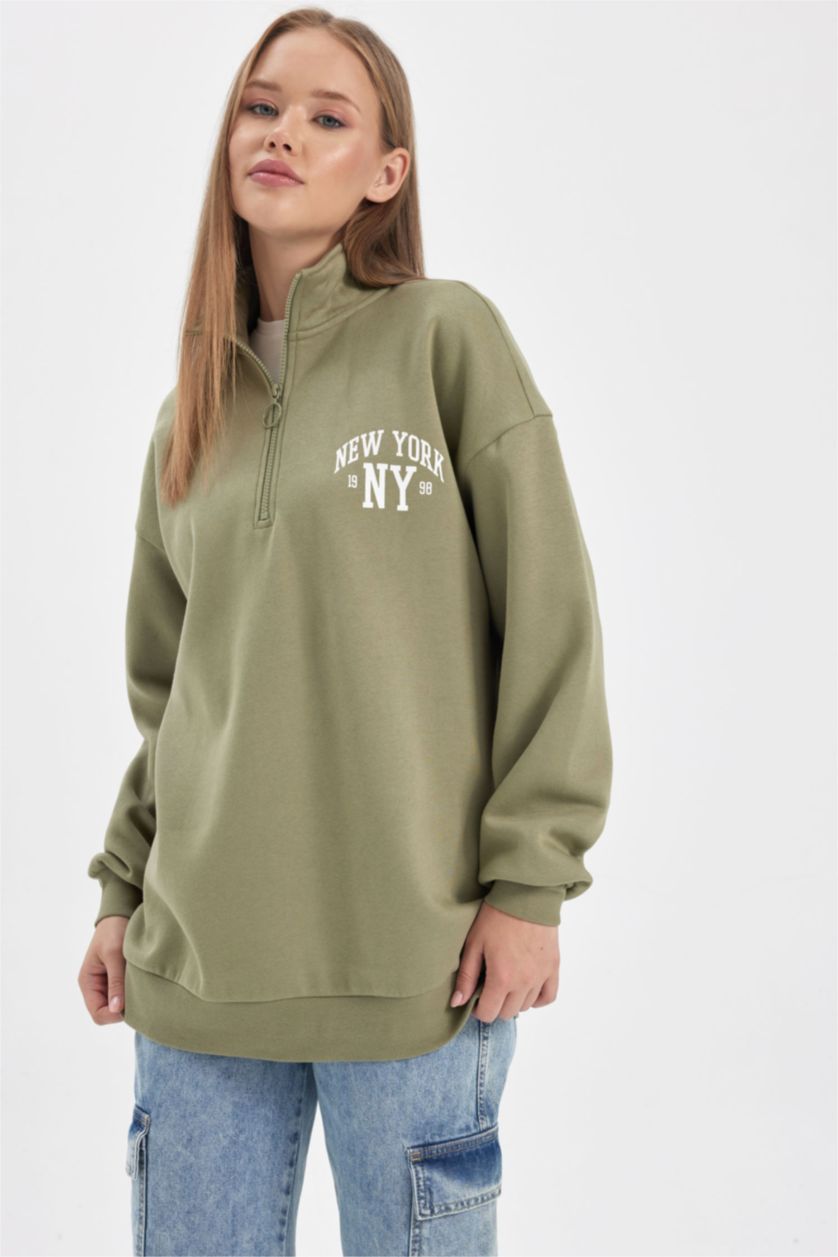 FEMME Kaki Sweat- Shirt Coupe Oversize