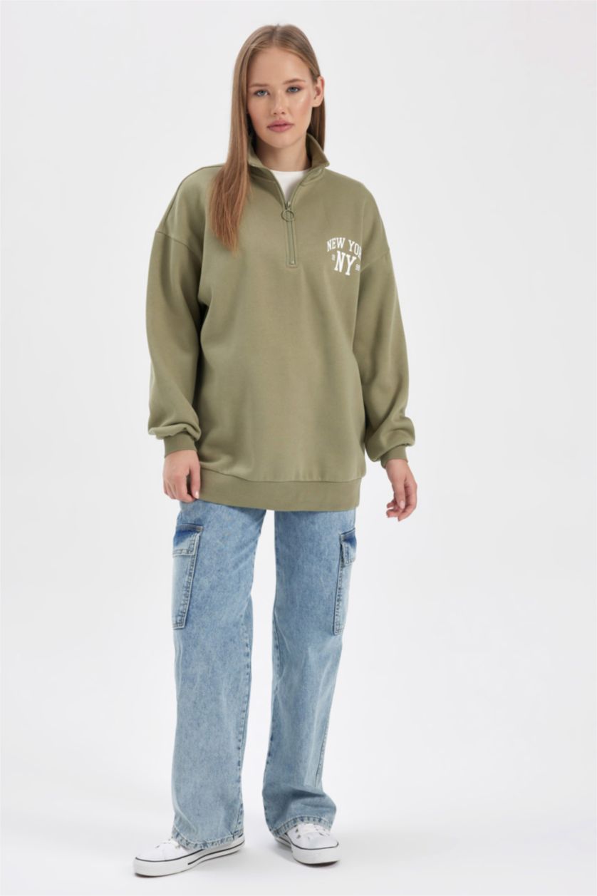 FEMME Kaki Sweat- Shirt Coupe Oversize