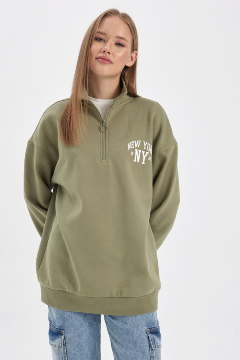 FEMME Kaki Sweat- Shirt Coupe Oversize
