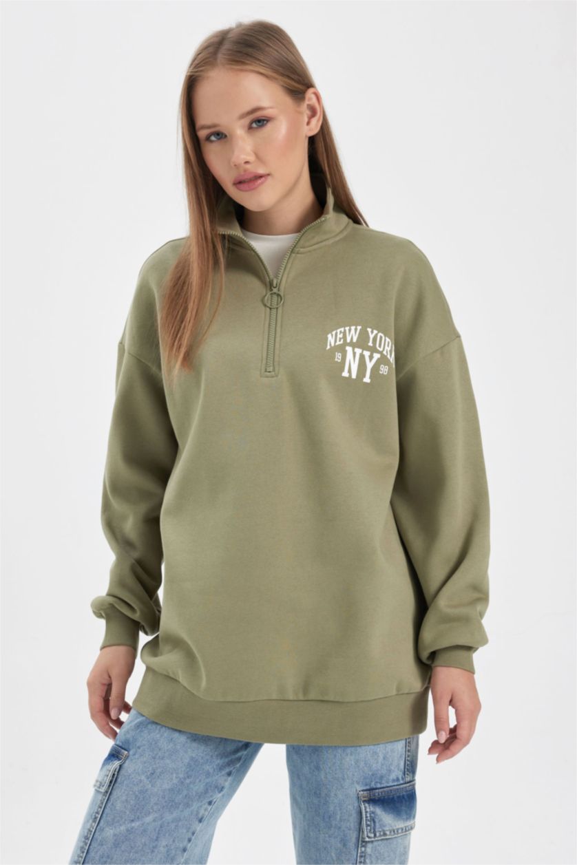 FEMME Kaki Sweat- Shirt Coupe Oversize