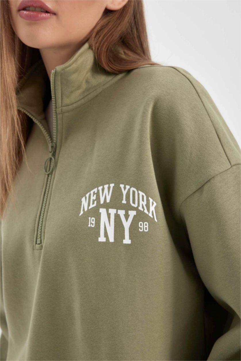 FEMME Kaki Sweat- Shirt Coupe Oversize