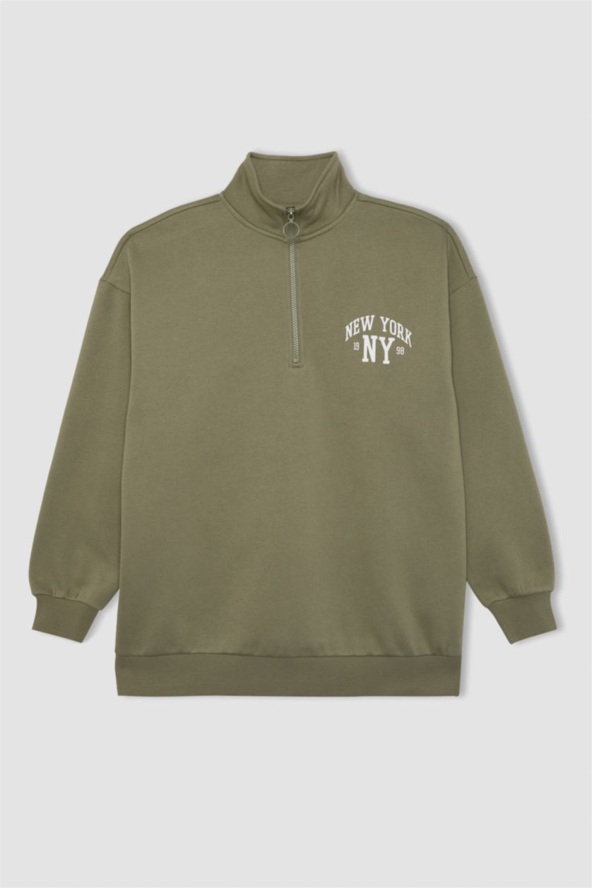 FEMME Kaki Sweat- Shirt Coupe Oversize