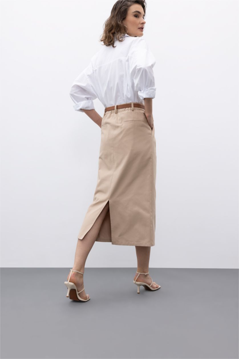 FEMME Beige Jupe La Gabardıne Taille Normale