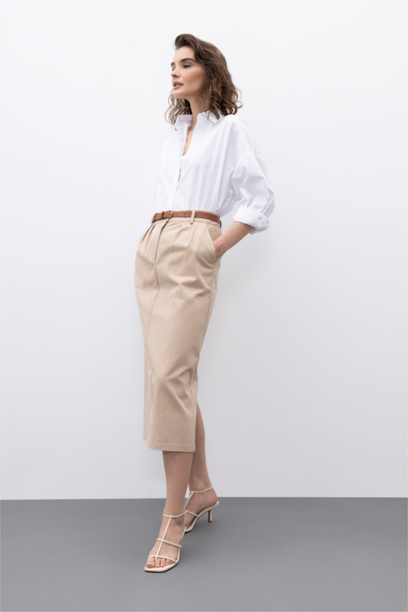 FEMME Beige Jupe La Gabardıne Taille Normale